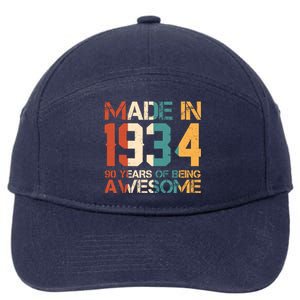 Retro Made In 1934 90 Years Of Being Awesome Birthday 7-Panel Snapback Hat