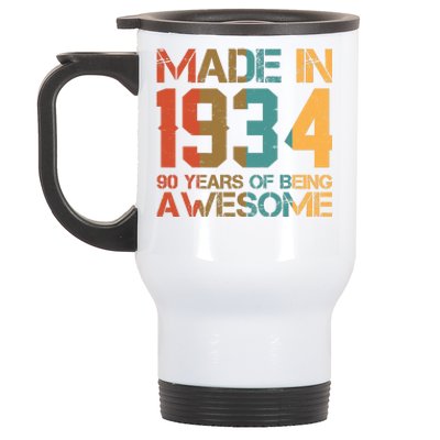 Retro Made In 1934 90 Years Of Being Awesome Birthday Stainless Steel Travel Mug