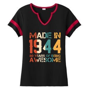 Retro Made In 1944 80 Years Of Being Awesome Birthday Ladies Halftime Notch Neck Tee