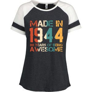 Retro Made In 1944 80 Years Of Being Awesome Birthday Enza Ladies Jersey Colorblock Tee