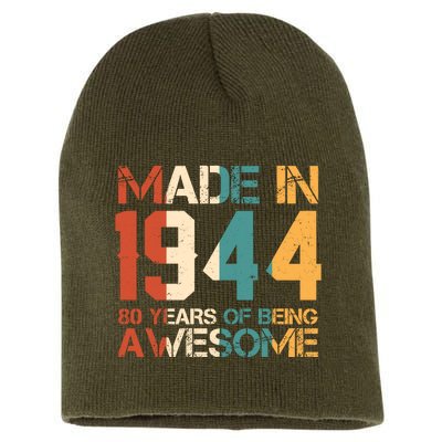 Retro Made In 1944 80 Years Of Being Awesome Birthday Short Acrylic Beanie