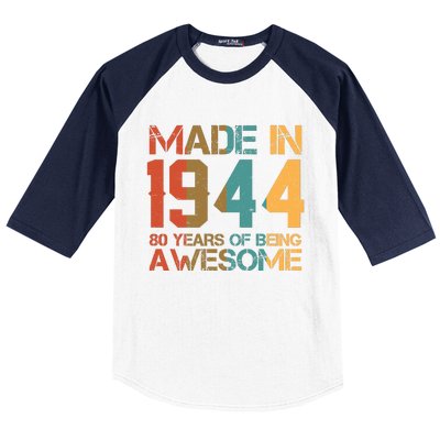 Retro Made In 1944 80 Years Of Being Awesome Birthday Baseball Sleeve Shirt