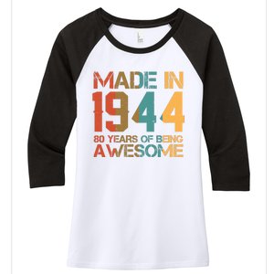 Retro Made In 1944 80 Years Of Being Awesome Birthday Women's Tri-Blend 3/4-Sleeve Raglan Shirt