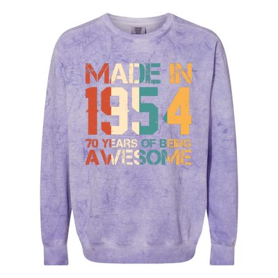 Retro Made In 1954 70 Years Of Being Awesome Birthday Colorblast Crewneck Sweatshirt