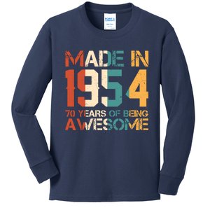 Retro Made In 1954 70 Years Of Being Awesome Birthday Kids Long Sleeve Shirt