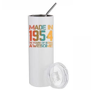 Retro Made In 1954 70 Years Of Being Awesome Birthday Stainless Steel Tumbler