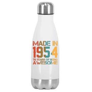 Retro Made In 1954 70 Years Of Being Awesome Birthday Stainless Steel Insulated Water Bottle