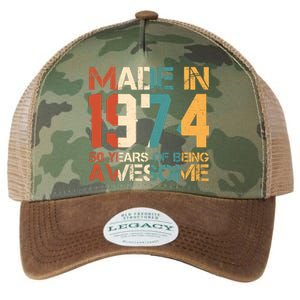 Retro Made In 1974 50 Years Of Being Awesome Birthday Legacy Tie Dye Trucker Hat