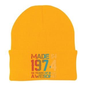 Retro Made In 1974 50 Years Of Being Awesome Birthday Knit Cap Winter Beanie