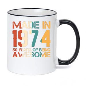 Retro Made In 1974 50 Years Of Being Awesome Birthday 11oz Black Color Changing Mug