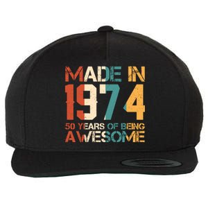 Retro Made In 1974 50 Years Of Being Awesome Birthday Wool Snapback Cap