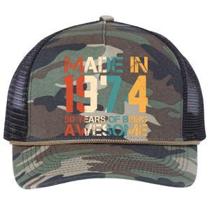 Retro Made In 1974 50 Years Of Being Awesome Birthday Retro Rope Trucker Hat Cap