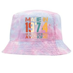 Retro Made In 1974 50 Years Of Being Awesome Birthday Tie-Dyed Bucket Hat