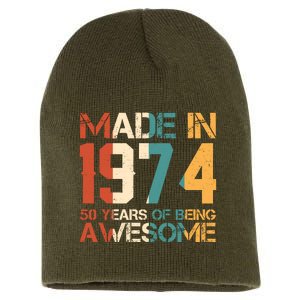 Retro Made In 1974 50 Years Of Being Awesome Birthday Short Acrylic Beanie