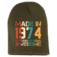 Retro Made In 1974 50 Years Of Being Awesome Birthday Short Acrylic Beanie