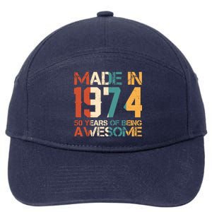 Retro Made In 1974 50 Years Of Being Awesome Birthday 7-Panel Snapback Hat