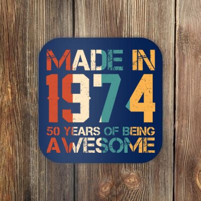 Retro Made In 1974 50 Years Of Being Awesome Birthday Coaster