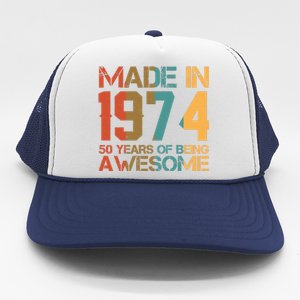 Retro Made In 1974 50 Years Of Being Awesome Birthday Trucker Hat