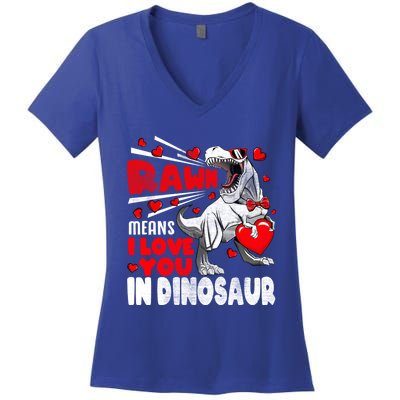 Rawr Means I Love You In Dinosaur Heart Tmeaningful Giftrex Valentines Day Gift Women's V-Neck T-Shirt