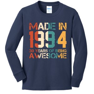 Retro Made In 1994 30 Years Of Being Awesome Birthday Kids Long Sleeve Shirt