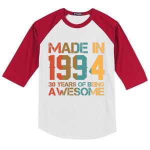 Retro Made In 1994 30 Years Of Being Awesome Birthday Kids Colorblock Raglan Jersey