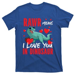 Rawr Means I Love You In Dinosaur Hearts Design Funny Gift T-Shirt