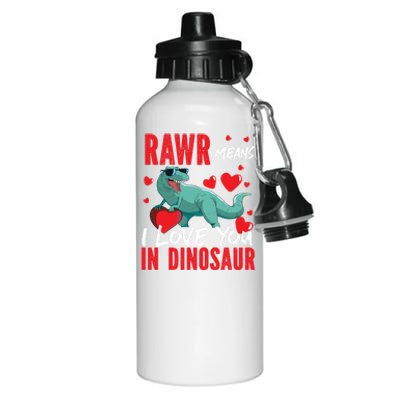 Rawr Means I Love You In Dinosaur Hearts Design Funny Gift Aluminum Water Bottle