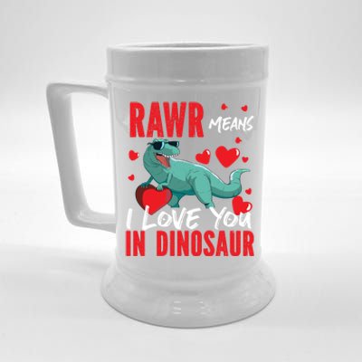 Rawr Means I Love You In Dinosaur Hearts Design Funny Gift Beer Stein