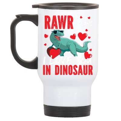 Rawr Means I Love You In Dinosaur Hearts Design Funny Gift Stainless Steel Travel Mug