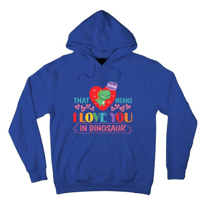 Rawr Means I Love You In Dinosaur Valentines Gift Dino Funny Gift Tall Hoodie