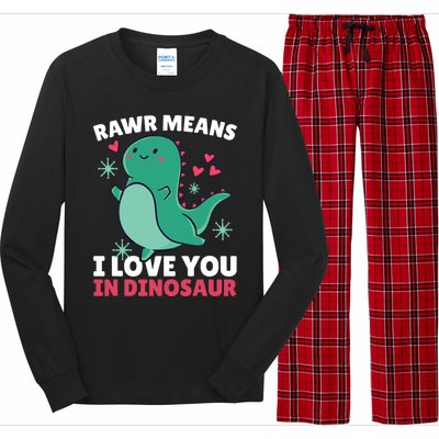 Rawr Means I Love You In Dinosaur Gift Long Sleeve Pajama Set