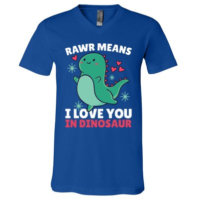 Rawr Means I Love You In Dinosaur Gift V-Neck T-Shirt