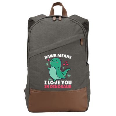 Rawr Means I Love You In Dinosaur Gift Cotton Canvas Backpack