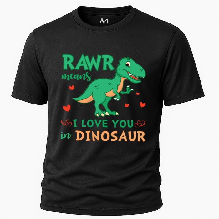 Rawr Means I Love You In Dinosaur Reptiles Png Meaningful Gift Cooling Performance Crew T-Shirt