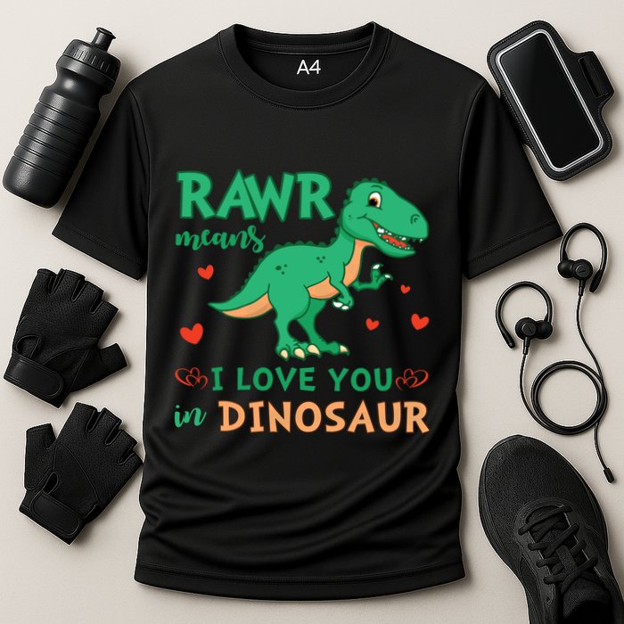 Rawr Means I Love You In Dinosaur Reptiles Png Meaningful Gift Cooling Performance Crew T-Shirt