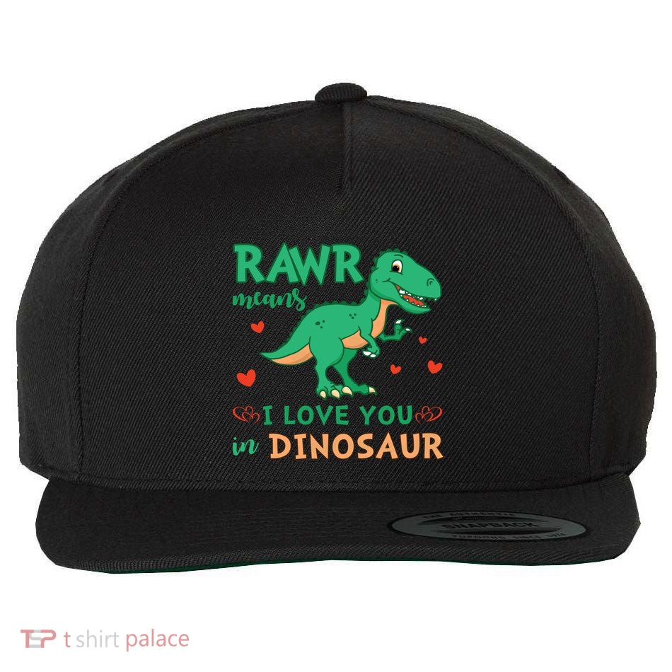 Rawr Means I Love You In Dinosaur Reptiles Png Meaningful Gift Wool Snapback Cap