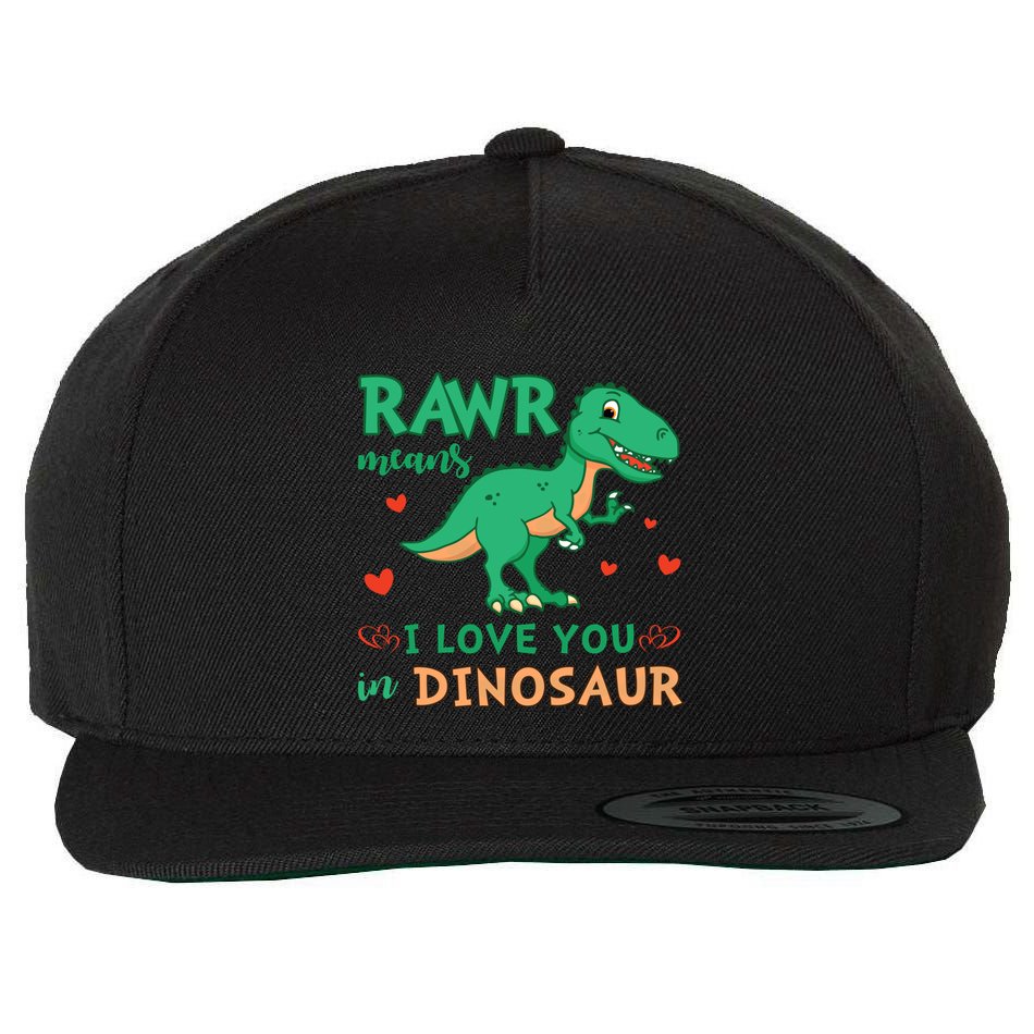 Rawr Means I Love You In Dinosaur Reptiles Png Meaningful Gift Wool Snapback Cap
