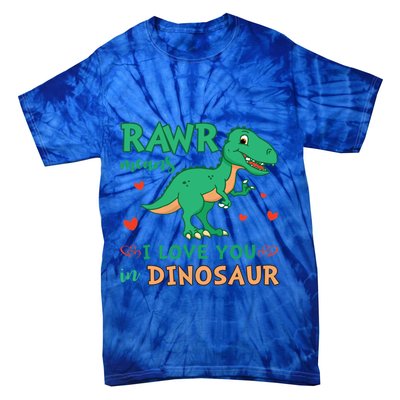 Rawr Means I Love You In Dinosaur Reptiles Png Meaningful Gift Tie-Dye T-Shirt
