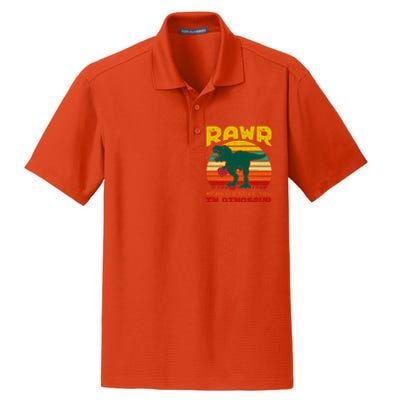 Rawr Means I Love You In Dinosaur Retro Sunset Heart Vintage Gift Dry Zone Grid Polo