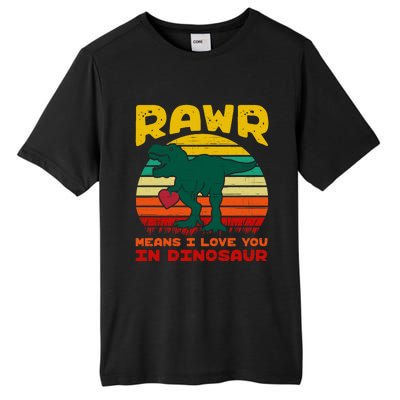 Rawr Means I Love You In Dinosaur Retro Sunset Heart Vintage Gift Tall Fusion ChromaSoft Performance T-Shirt