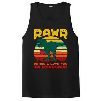 Rawr Means I Love You In Dinosaur Retro Sunset Heart Vintage Gift PosiCharge Competitor Tank