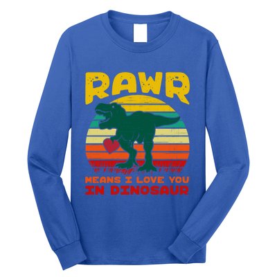 Rawr Means I Love You In Dinosaur Retro Sunset Heart Vintage Gift Long Sleeve Shirt