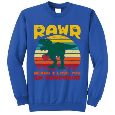 Rawr Means I Love You In Dinosaur Retro Sunset Heart Vintage Gift Sweatshirt