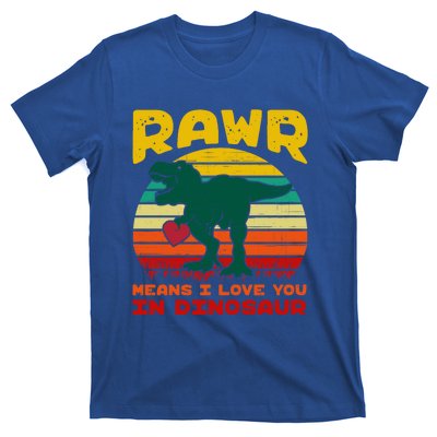 Rawr Means I Love You In Dinosaur Retro Sunset Heart Vintage Gift T-Shirt