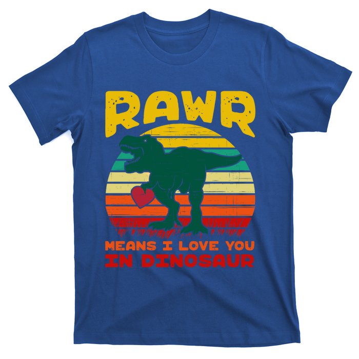 Rawr Means I Love You In Dinosaur Retro Sunset Heart Vintage Gift T-Shirt