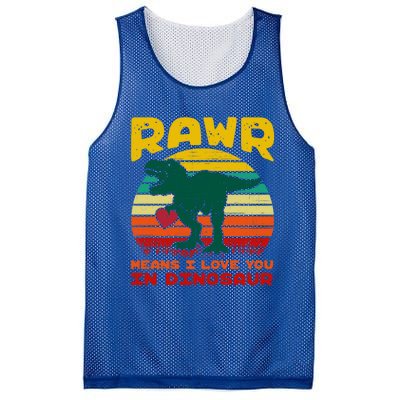 Rawr Means I Love You In Dinosaur Retro Sunset Heart Vintage Gift Mesh Reversible Basketball Jersey Tank