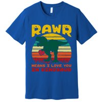 Rawr Means I Love You In Dinosaur Retro Sunset Heart Vintage Gift Premium T-Shirt