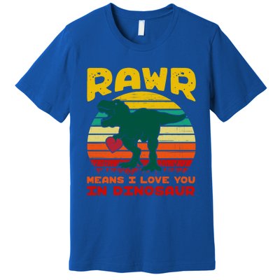 Rawr Means I Love You In Dinosaur Retro Sunset Heart Vintage Gift Premium T-Shirt