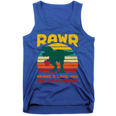 Rawr Means I Love You In Dinosaur Retro Sunset Heart Vintage Gift Tank Top