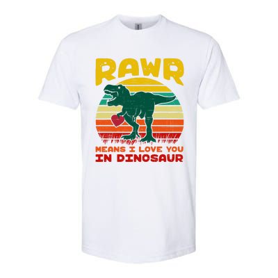 Rawr Means I Love You In Dinosaur Retro Sunset Heart Vintage Gift Softstyle CVC T-Shirt